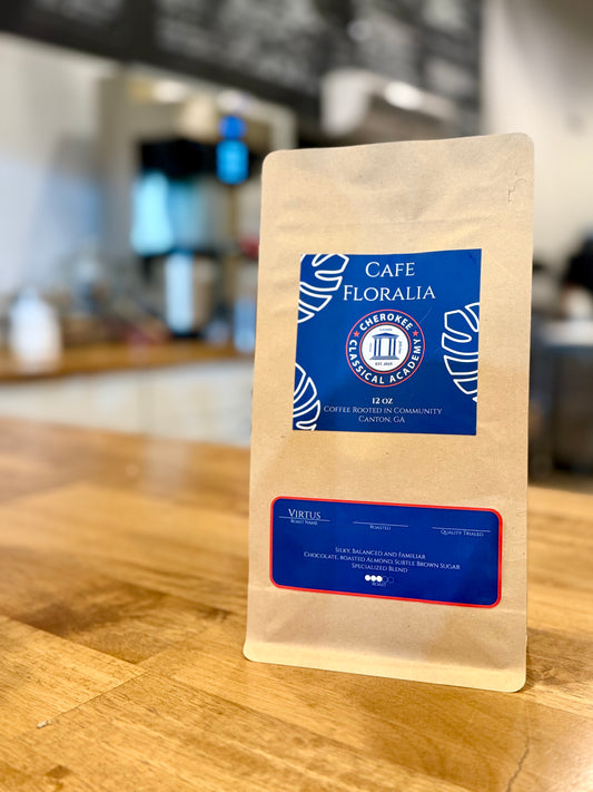 12 oz bag of Cafe Floralia Virtus Roast, CCA school fundraiser blend coffee