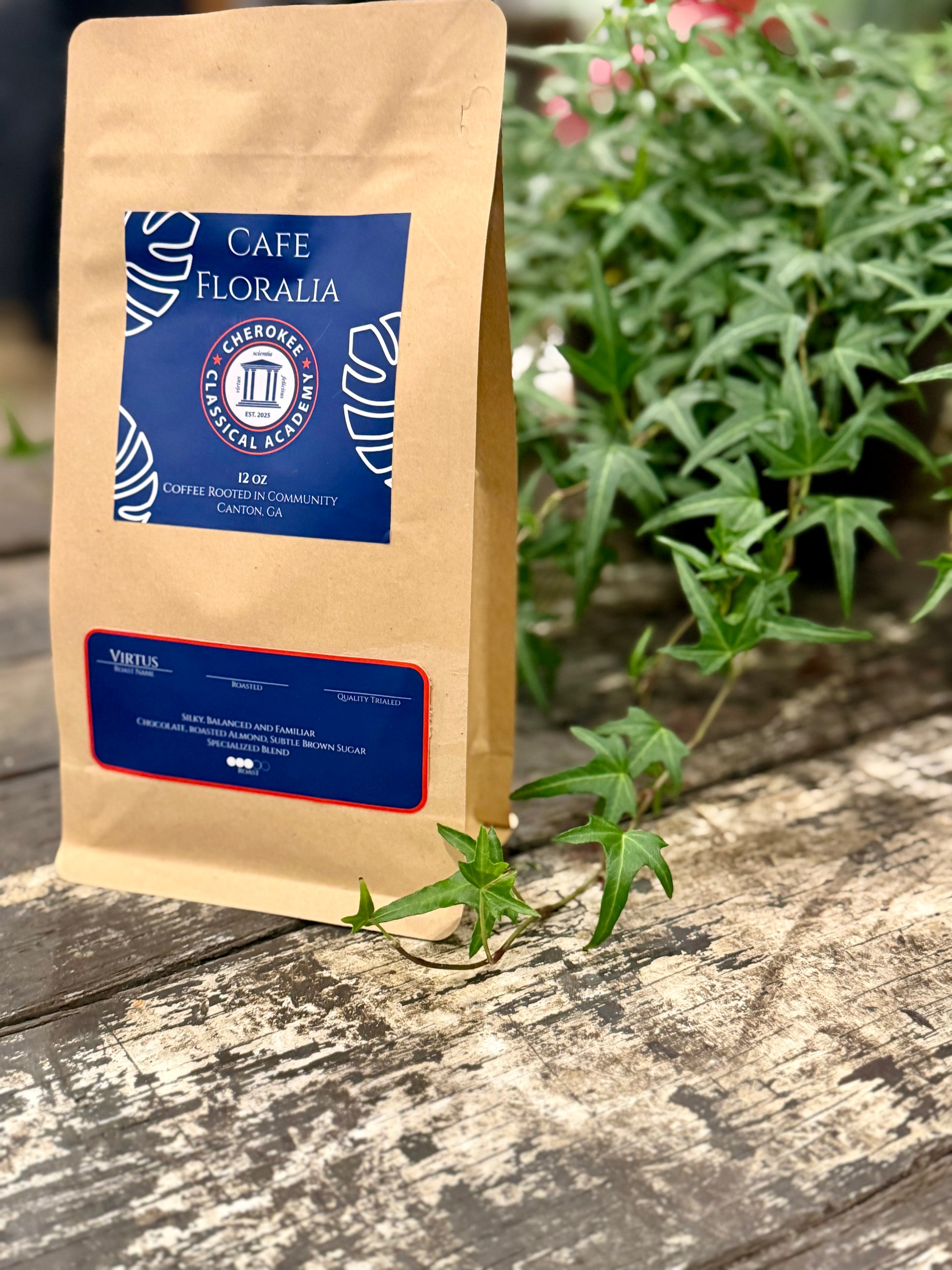 Cafe Floralia Virtus Roast CCA blend, roasted coffee beans