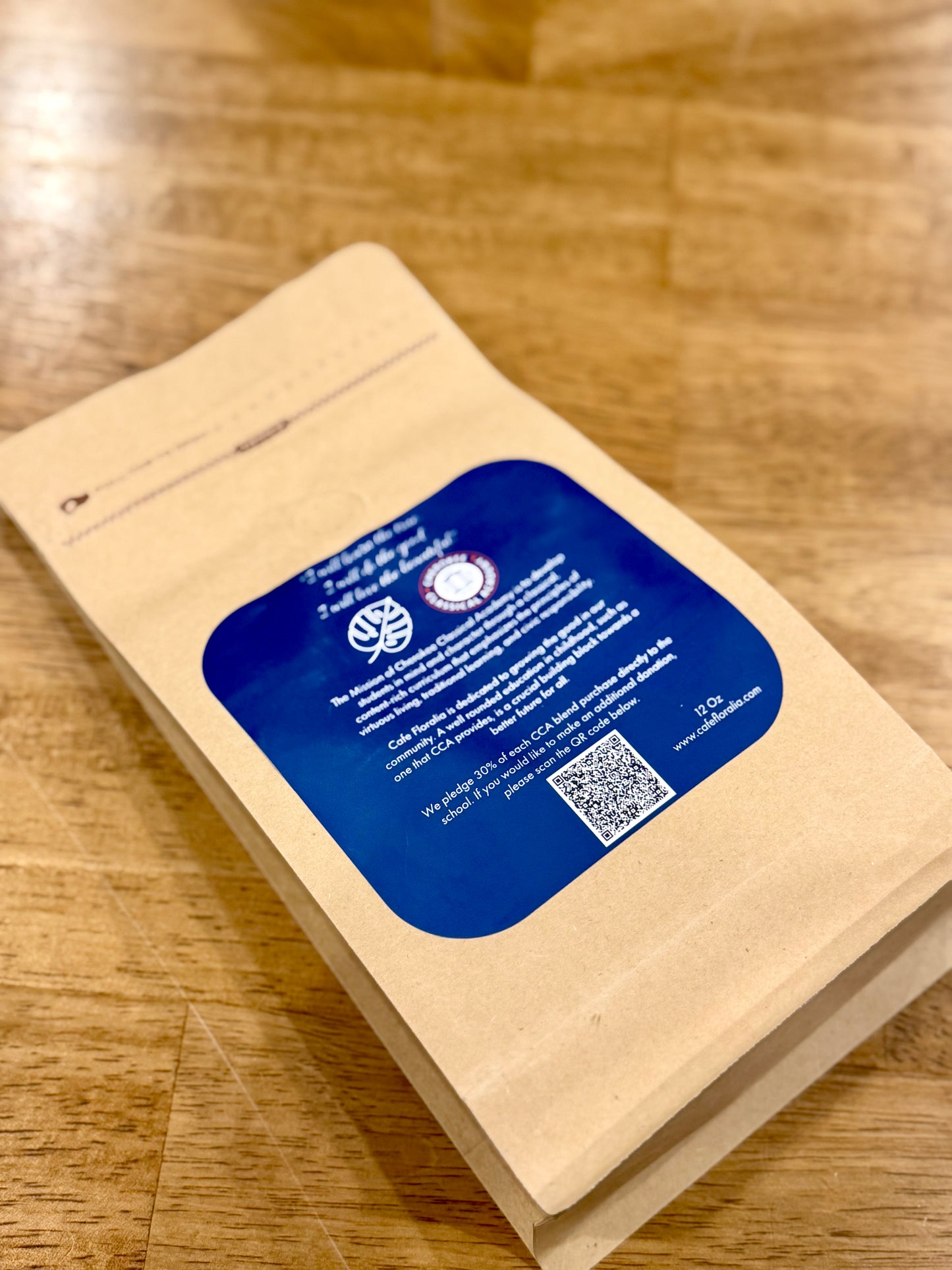 Cafe Floralia Virtus Roast CCA blend coffee packaging